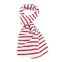 modAS Unisex Schal Bretonischer Kettelrandschal - Herrenschal Damenschal aus Baumwolle in Weiß-Rot von modAS