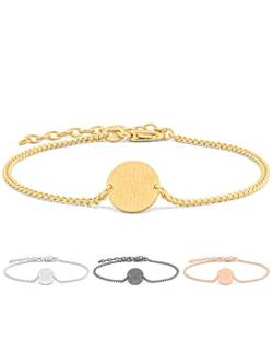 modabilé Armband Damen Circle Gelbgold Vergoldet Armkette rundem Plättchen-Anhänger (15cm-19cm 1,4mm breit) Goldarmband Panzerkette 925 Sterling von modabilé