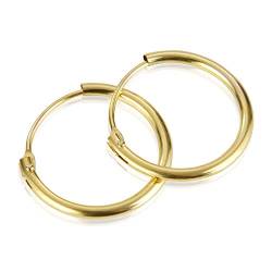modabilé Damen Creolen Rund aus 333 Gold (1,3mm) 13mm CIRCLE Ohrringe Aus Echtem 333er Gold: Runde Ohrhänger + Geschenk-Etui I Made in Italy von modabilé