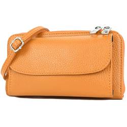 modamoda de - P05 - ital. Damen Handytasche Geldbörse Echtleder, Farbe:Cognac von modamoda de