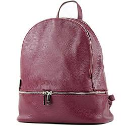 modamoda de - T137 Leder - ital Damen Rucksack Leder oder Nappaleder, Farbe:T137Leder-Bordeauxviolett von modamoda de