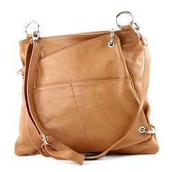 modamoda de - T140 - ital Messengertasche Umhängetasche 2in1 Leder, Farbe:Camel2021 von modamoda de