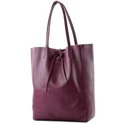 modamoda de - T163 - Ital. Shopper Large mit Innentasche aus Leder, Farbe:Bordeauxviolett2021 von modamoda de