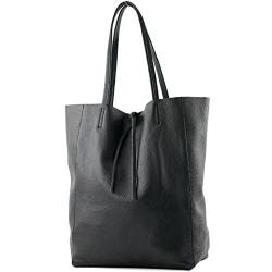 modamoda de - T163 - Ital. Shopper Large mit Innentasche aus Leder, Farbe:Schwarz2021 von modamoda de