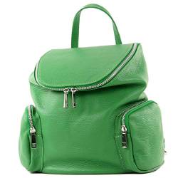 modamoda de - T175 - ital Damen Rucksack Tasche aus Leder, Farbe:Blattgrün von modamoda de