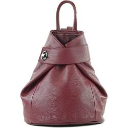 modamoda de - T179 - ital: Damen Rucksack Tasche aus Leder, Farbe:Bordeauxviolett von modamoda de