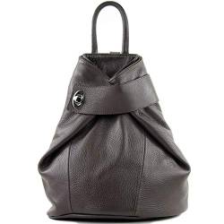 modamoda de - T179 - ital: Damen Rucksack Tasche aus Leder, Farbe:Dark Chocolate von modamoda de