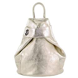 modamoda de - T179 - ital: Damen Rucksack Tasche aus Leder, Farbe:Lightgold Metallic von modamoda de