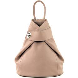 modamoda de - T179 - ital: Damen Rucksack Tasche aus Leder, Farbe:Rosabeige von modamoda de