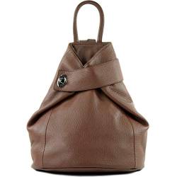 modamoda de - T179 - ital: Damen Rucksack Tasche aus Leder, Farbe:Schokobraun von modamoda de
