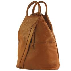 modamoda de - T180 - Damen Rucksack Tasche aus ital. Leder, Farbe:Cognac von modamoda de