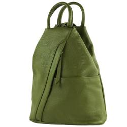 modamoda de - T180 - Damen Rucksack Tasche aus ital. Leder, Farbe:Olivgrün von modamoda de