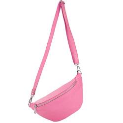 modamoda de - T211 - ital. Hüfttasche Bauchtasche Brusttasche Medium aus weichem Leder, Farbe:Candy Pink von modamoda de