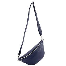 modamoda de - T211 - ital. Hüfttasche Bauchtasche Brusttasche Medium aus weichem Leder, Farbe:Dunkelblau von modamoda de