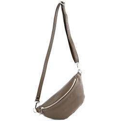 modamoda de - T211 - ital. Hüfttasche Bauchtasche Brusttasche Medium aus weichem Leder, Farbe:Dunkeltaupe von modamoda de