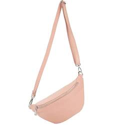 modamoda de - T211 - ital. Hüfttasche Bauchtasche Brusttasche Medium aus weichem Leder, Farbe:Pastellrosa von modamoda de