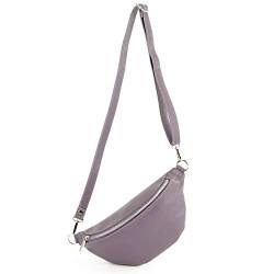 modamoda de - T211 - ital. Hüfttasche Bauchtasche Brusttasche Medium aus weichem Leder, Farbe:Pastellviolett von modamoda de