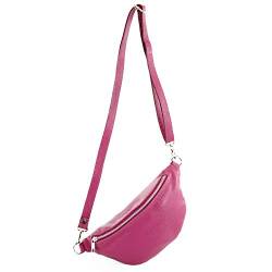 modamoda de - T211 - ital. Hüfttasche Bauchtasche Brusttasche Medium aus weichem Leder, Farbe:Pink von modamoda de