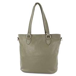 modamoda de - T215 - Italienische Ledertasche Shopper Large, Farbe:Olivgrün von modamoda de