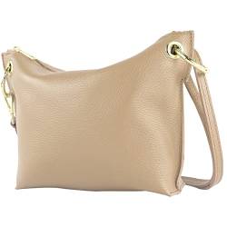 modamoda de - T243 - ital. Umhängetasche Klein Small aus Leder, Farbe:Graubeige von modamoda de