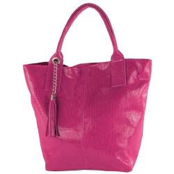 modamoda de - T248 - Ital. Shopper Large mit Innentasche aus Leder, Farbe:Pink von modamoda de