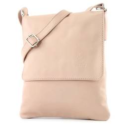 modamoda de - T33 - ital Umhängetasche Schultertasche aus Nappaleder, Farbe:Rosa von modamoda de