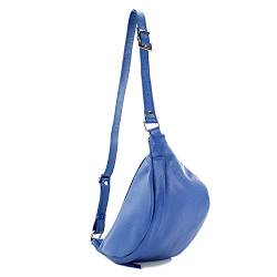 modamoda de - T77 - ital. Hüfttasche Bauchtasche Brusttasche Large aus weichem Leder, Farbe:Blau von modamoda de
