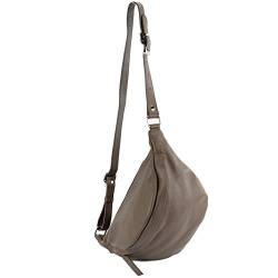 modamoda de - T77 - ital. Hüfttasche Bauchtasche Brusttasche Large aus weichem Leder, Farbe:Dunkeltaupe von modamoda de