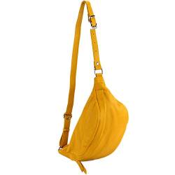 modamoda de - T77 - ital. Hüfttasche Bauchtasche Brusttasche Large aus weichem Leder, Farbe:Gelb von modamoda de