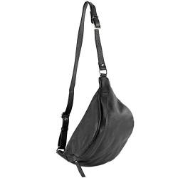 modamoda de - T77 - ital. Hüfttasche Bauchtasche Brusttasche Large aus weichem Leder, Farbe:Schwarz von modamoda de