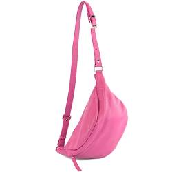 modamoda de - T77 - ital. Hüfttasche Bauchtasche Brusttasche Medium aus weichem Leder, Farbe:Candy Pink von modamoda de