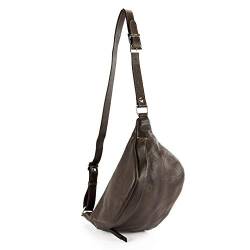 modamoda de - T77 - ital. Hüfttasche Bauchtasche Brusttasche Medium aus weichem Leder, Farbe:Dark Chocolate von modamoda de