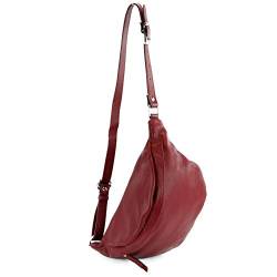 modamoda de - T77 - ital. Hüfttasche Bauchtasche Brusttasche Medium aus weichem Leder, Farbe:Purpurrot von modamoda de