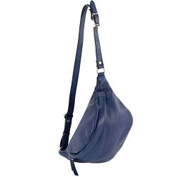 modamoda de - T77 - ital. Hüfttasche Bauchtasche Brusttasche Medium aus weichem Leder, Farbe:Saphirblau von modamoda de