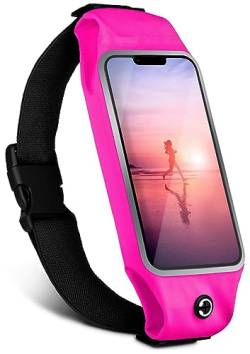 moex Laufgürtel Handy für Huawei P60 / P60 Pro Lauftasche Jogging Tasche Wasserfest, Slim Running Belt Flexibel mit Sichtfenster, Laufgurt zum Joggen Bauchtasche Sport, Pink von moex