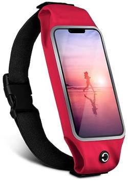 moex Laufgürtel Handy für Samsung Galaxy A54 5G Lauftasche Jogging Tasche Wasserfest, Slim Running Belt Flexibel mit Sichtfenster, Laufgurt zum Joggen Bauchtasche Sport, Rot von moex