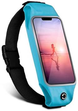 moex Laufgürtel Handy für Samsung Galaxy A54 5G Lauftasche Jogging Tasche Wasserfest, Slim Running Belt Flexibel mit Sichtfenster, Laufgurt zum Joggen Bauchtasche Sport, Türkis von moex