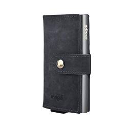 mogdi Mini Black Premium Herren Portmonee RFID Schutz Kartenetui Business Geldbörse feinstes A++ Echtleder Wallet Geldbeutel (anthrazit) von mogdi