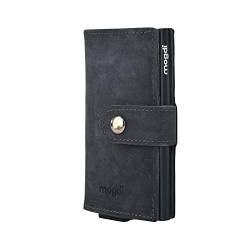 mogdi Mini Black Premium Herren Portmonee RFID Schutz Kartenetui Business Geldbörse feinstes A++ Echtleder Wallet Geldbeutel (schwarz) von mogdi