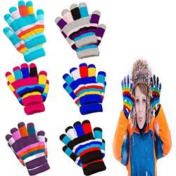 6 Paare Kinder Handschuhe Winter,Niedliche Volle Fingerhandschuhe Handschuhe Strick kinder Bunte, Winter Warme Strickhandschuhe Vollfinger Stretch Handschuhe,für Jungen Mädchen Kleinkind,6 Farben von mohito