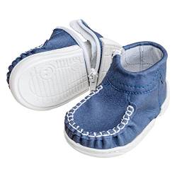 mokki klassisch Babyschuhe, Lauflernschuhe, Krabbelschuhe, Krippeschuhe, mit innovativem Reißverschluß (19/20, Blau) von mokki