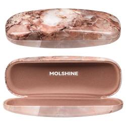 molshine Hartschalen Brillenetui aus PU Leder,tragbares Reise Brillenetui für Männer,Frauen,Mädchen für Reisen, Studium, Arbeit(Braun) von molshine