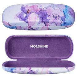 molshine Hartschalen-Brillenetui aus PU-Leder,tragbares Reise-Brillentasche für Männer,Frauen,Mädchen,Reisen,Studium,Arbeit(Lila Marmor) von molshine