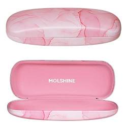 molshine Hartschalen-Brillenetui aus PU-Leder,tragbares Reise-Brillentasche für Männer,Frauen,Mädchen,Reisen,Studium,Arbeit(Rosa) von molshine