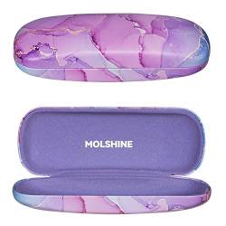 molshine Hartschalen-Brillenetui aus PU-Leder,tragbares Reise-Brillentasche für Männer,Frauen,Mädchen,Reisen,Studium,Arbeit(Violett) von molshine