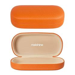 molshine Hartschalen PU Leder Brillenetui,tragbares helles Brillenetui für Männer Frauen Mädchen Reise Studie Arbeit Travel-(Orange) von molshine