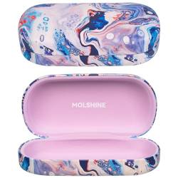 molshine Hartschalen PU Leder Brillenetui,tragbares helles Brillenetui für Männer Frauen Mädchen Reise Studie Arbeit Travel (Ozean) von molshine