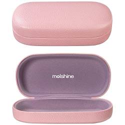 molshine Hartschalen PU Leder Brillenetui,tragbares helles Brillenetui für Männer Frauen Mädchen Reise Studie Arbeit Travel-(Rosa) von molshine