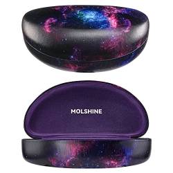 molshine Hartschalen-Sonnenbrillenetui, großes Hardcase Brillenetuis für Damen und Herren,übergroße Sonnenbrillen(Lila Sternenhimmel) von molshine