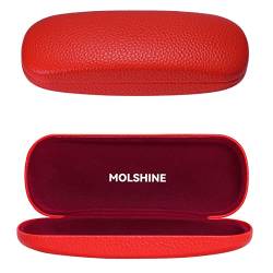 molshine MOLSHIEN Brillenetui aus Hartschalen Leder,tragbares Brillentasche für Männer,Frauen,Mädchen,Reisen,Studium,Arbeit-(Rot) von molshine